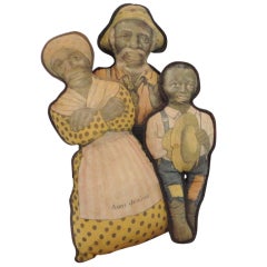 Antique Rare and Early 20th Century Original Litho Cloth Aunt Jemima & Mose & Wade Dolls