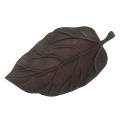 Large Cast Iron 19thc  Painted Leaf Tray