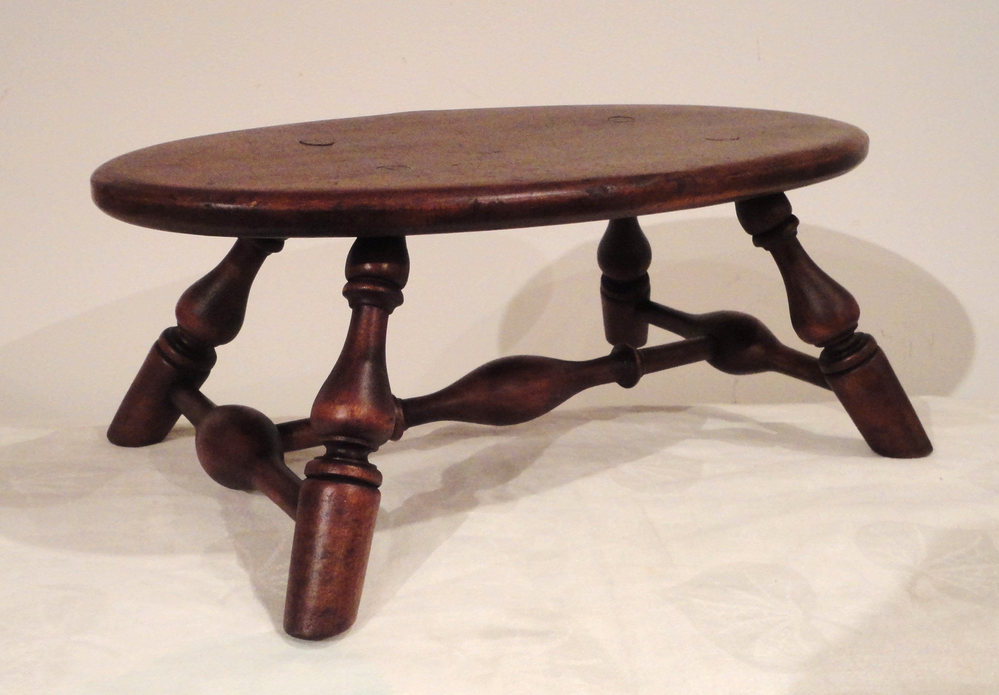 19thc Windsor Foot Stool From New England/Signed By The Maker