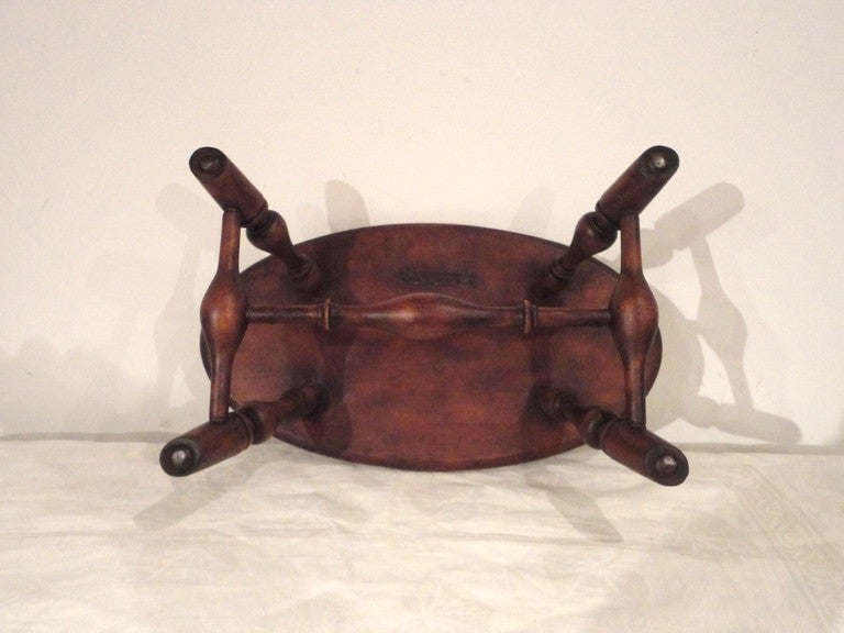 19thc Windsor Foot Stool From New England/Signed By The Maker In Excellent Condition In Los Angeles, CA