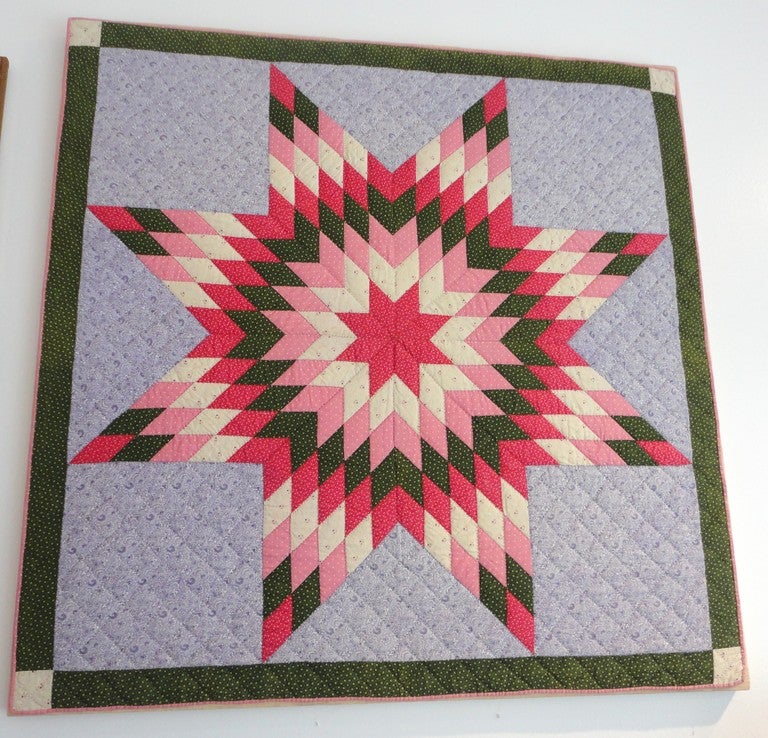 19th Century Eight-Point Star Crib Quilt from Berks County, PA on Mount
