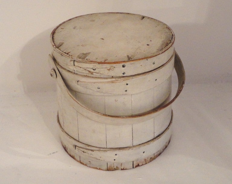 Collection of Three 19thc Original Painted Buckets From New England 3