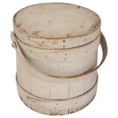 19th Century Original White Painted Firkin Bucket From New England 6