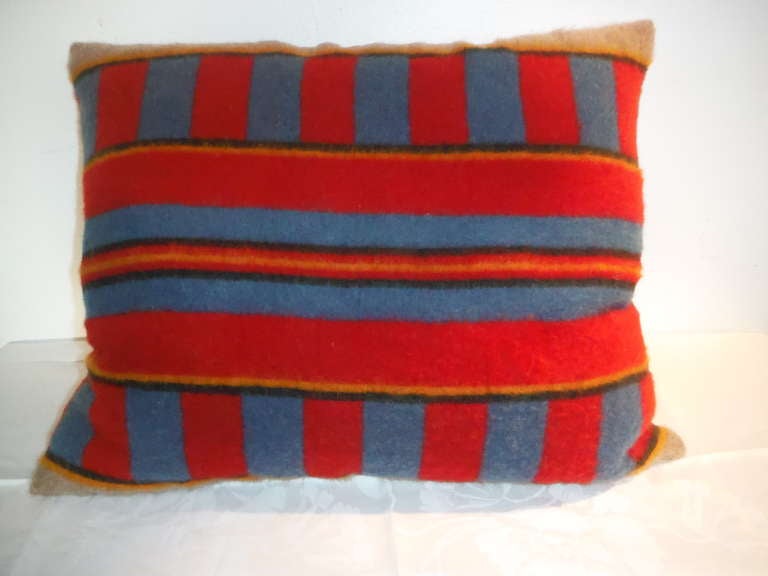 American 19thc Horse Blanket Pillows , Pair