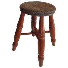 Amazing 19thc Bittersweet Original Painted Stool From New England