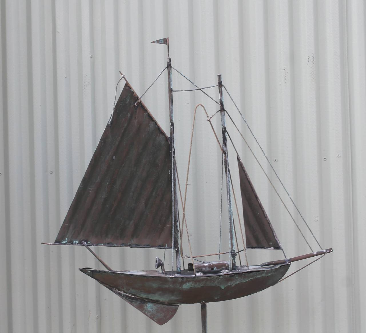 Early 20th Century Sailboat Weathervane on Stand 1