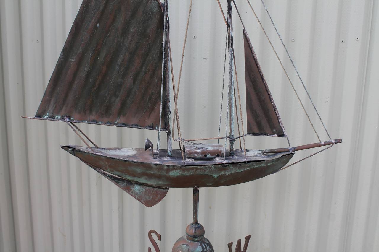 Early 20th Century Sailboat Weathervane on Stand 3
