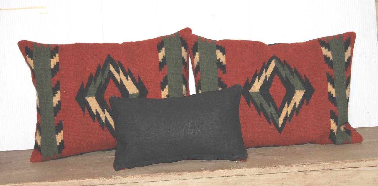 Mid-20th Century Navajo Indian Weaving Pillows, a Group of Three