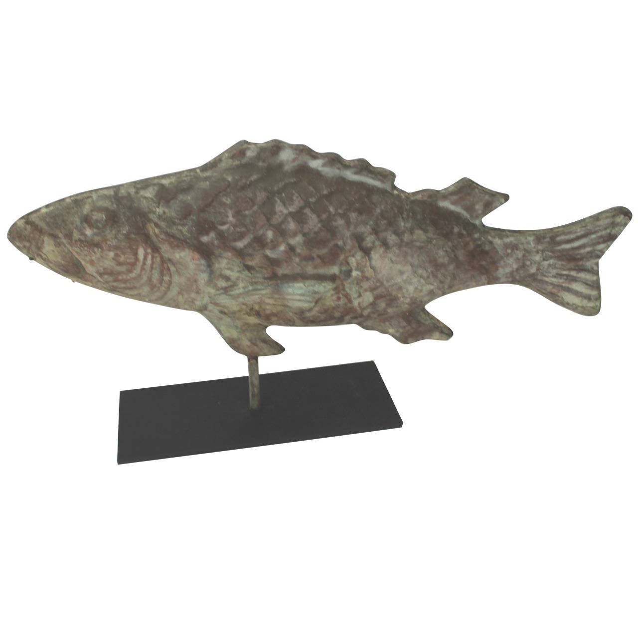 Early 20th Century Patinated Full Body Cod Weathervane on Stand at 1stDibs