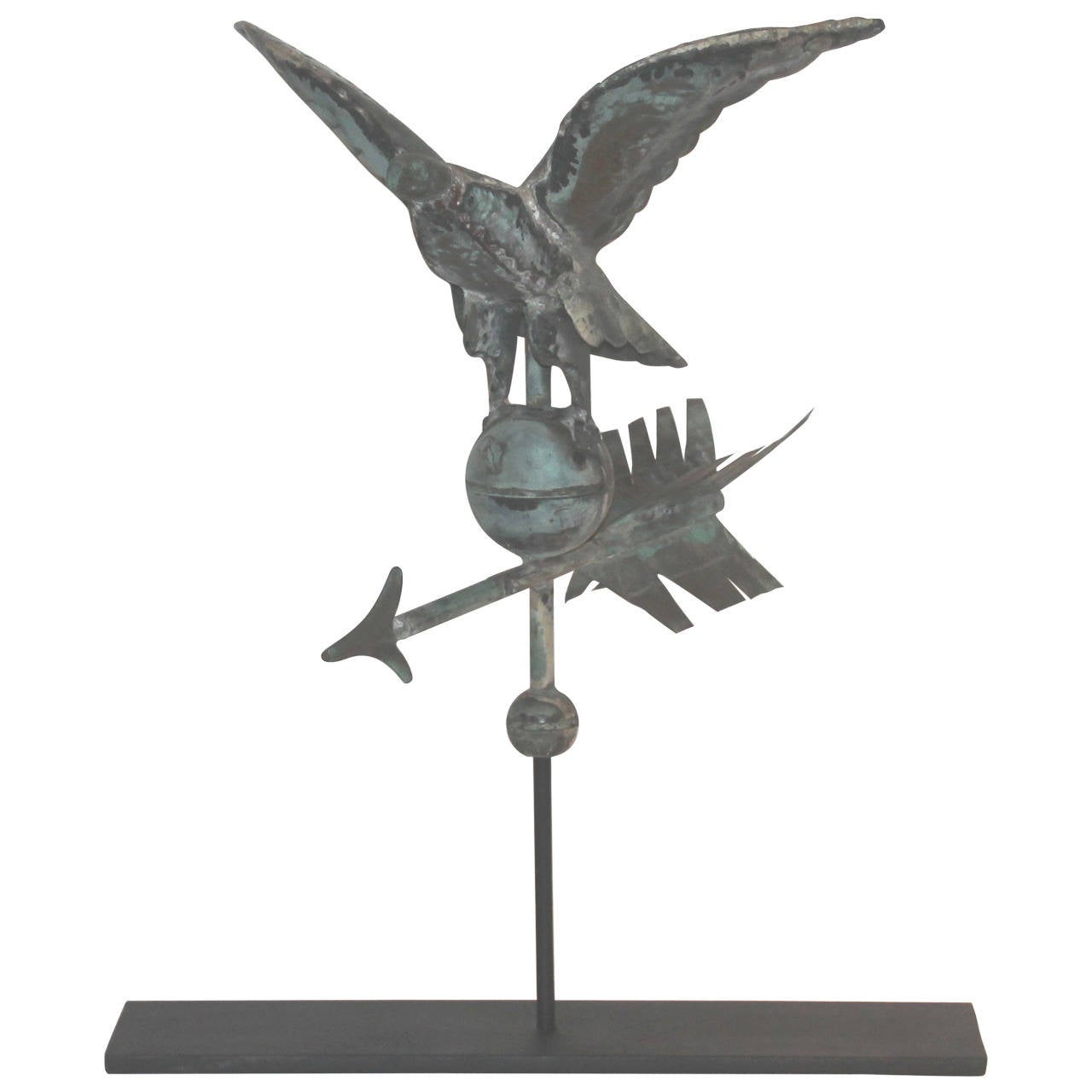 Fantastic Diminutive 19th Century Eagle Full Body Weathervane on Stand
