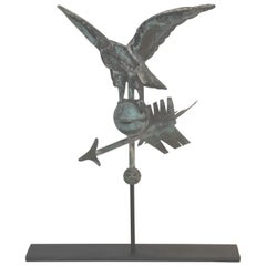 Used Fantastic Diminutive 19thc Rare Eagle Full Body Weather Vane on Stand