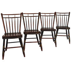 Early 19th Century Rod Back Birdcage Windsor Chairs from Pennsylvania