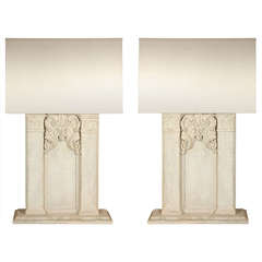 Pair of Carved Panels as Table Lamps, Circa 1880