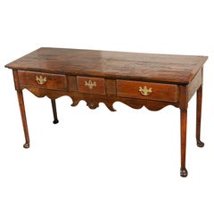 18th Century English Oak Three Drawer Dresser or Sofa Table Server