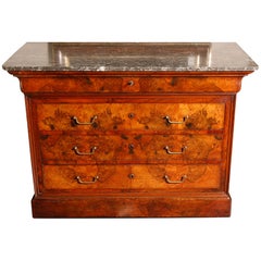 Mid-19th Century French Chest in Walnut with Marble Top