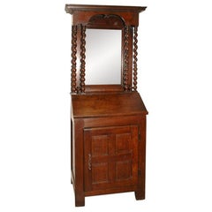 Early 18th Century French Petite Secretaire or Bureau with Projecting Cabinet