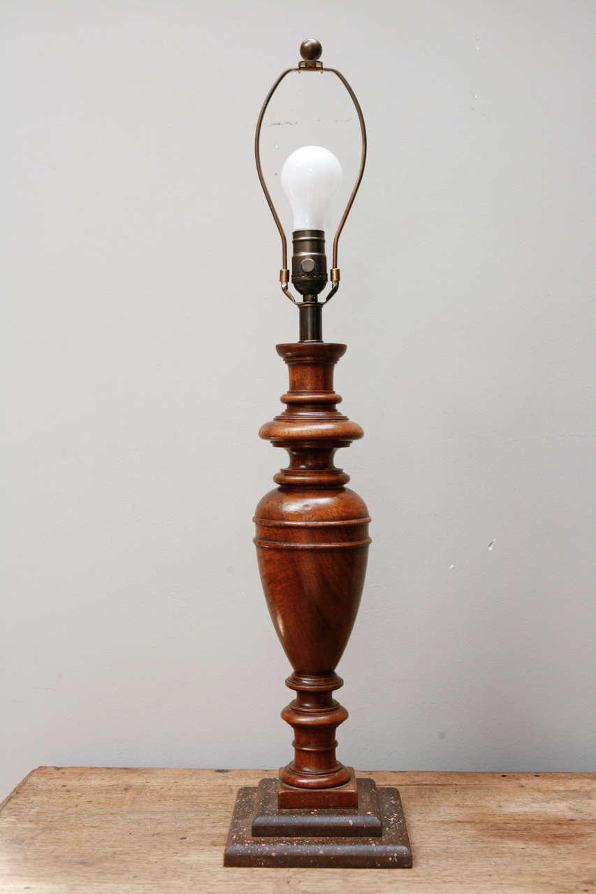 English Mid 19th Century French Walnut Table Lamp