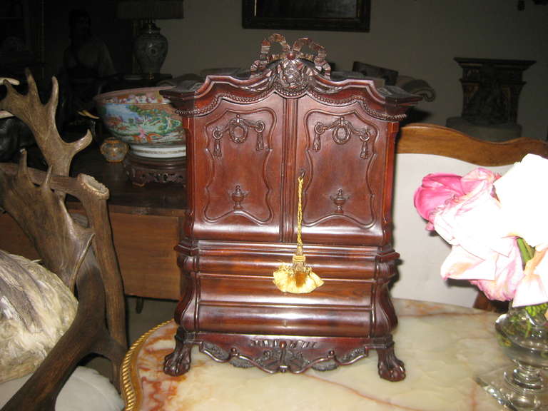 19th C miniature mahogany cabinet in the 18thC Dutch Style