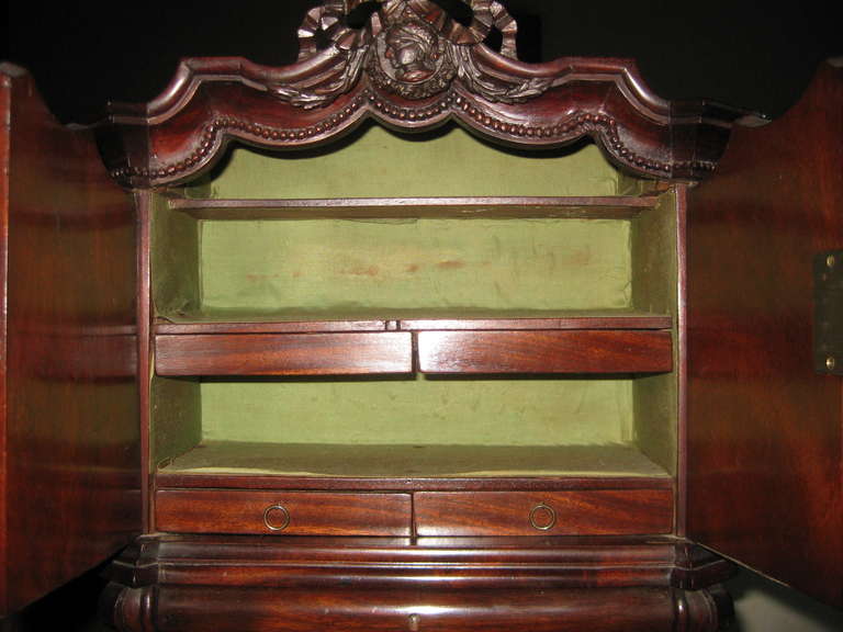 Miniature 18th Century Style Dutch Mahogany Cabinet For Sale 4