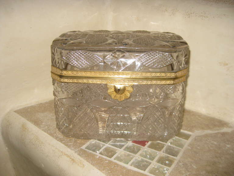 Beaux Arts Large French Crystal Box For Sale
