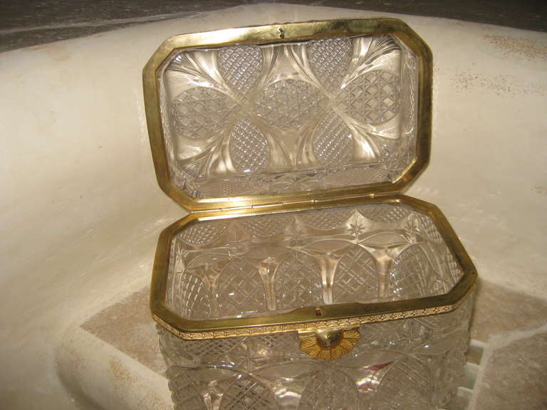 19th Century Large French Crystal Box For Sale