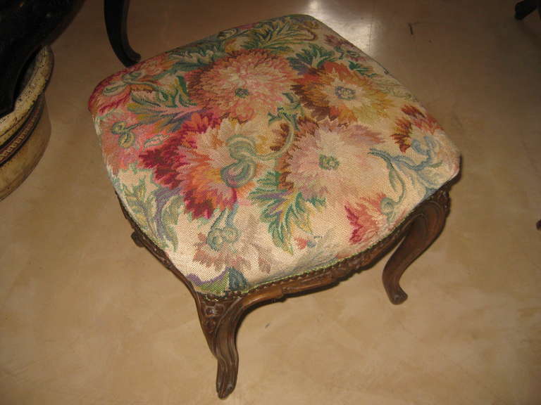 20th Century Antique French Tapestry Stool For Sale