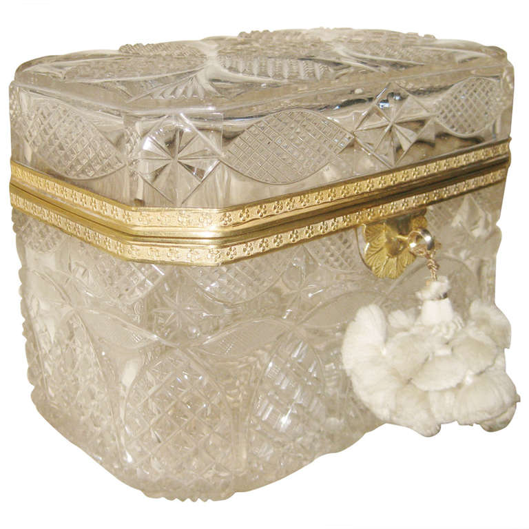 Large French Crystal Box For Sale