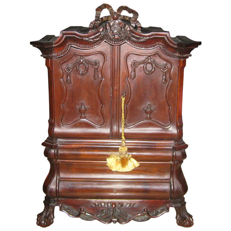 Miniature 18th Century Style Dutch Mahogany Cabinet For Sale