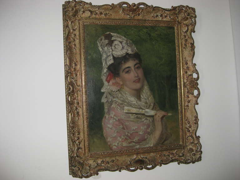 British 19th Century Oil Painting of a Spanish Beauty by J B Burgess R.A. For Sale