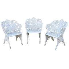 Three Victorian Cast Iron Fern Garden Chairs