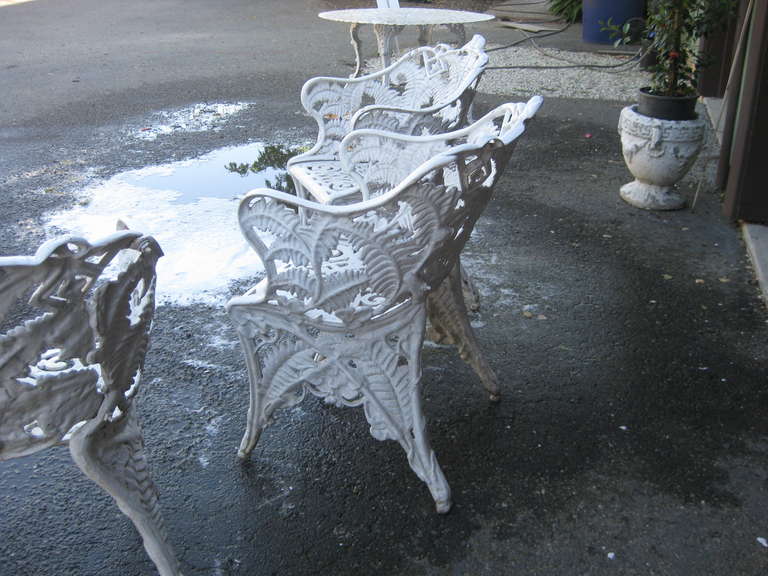 Three Victorian Cast Iron Fern Garden Chairs In Good Condition For Sale In Santa Rosa, CA