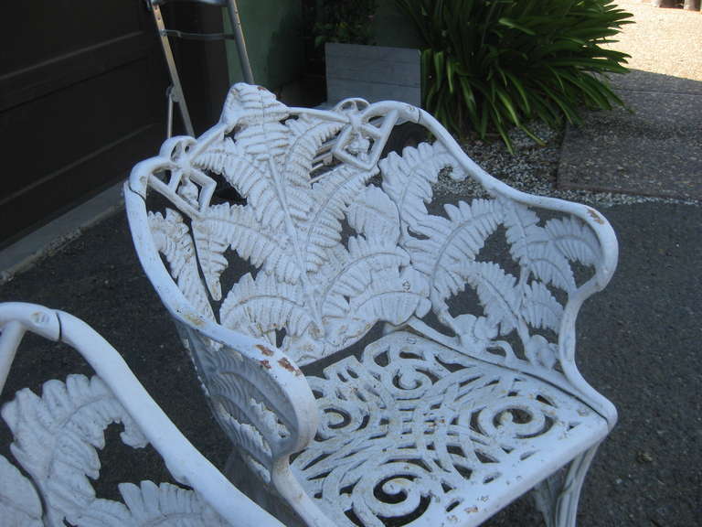 Three Victorian Cast Iron Fern Garden Chairs For Sale 5