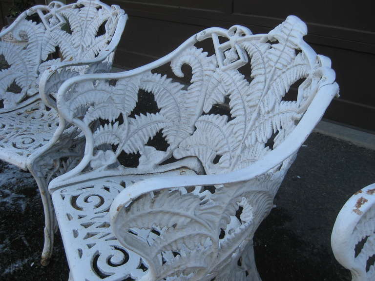 Three Victorian Cast Iron Fern Garden Chairs For Sale 3