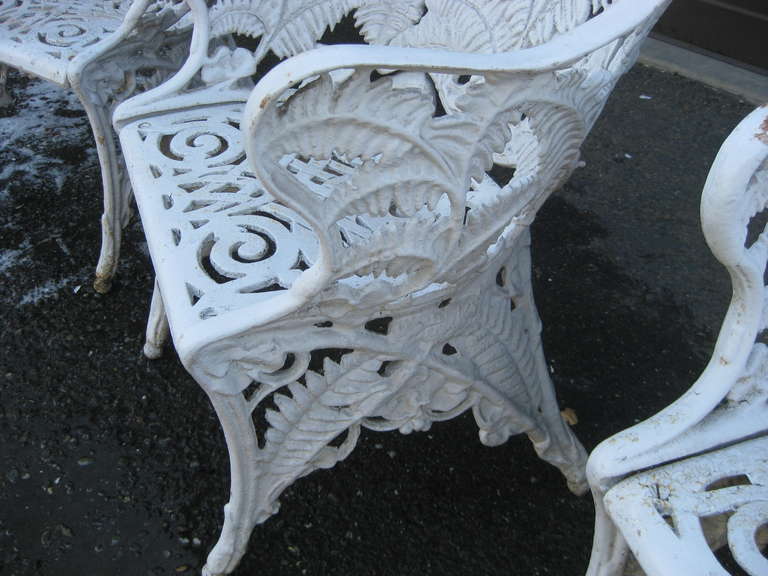 Three Victorian Cast Iron Fern Garden Chairs For Sale 4