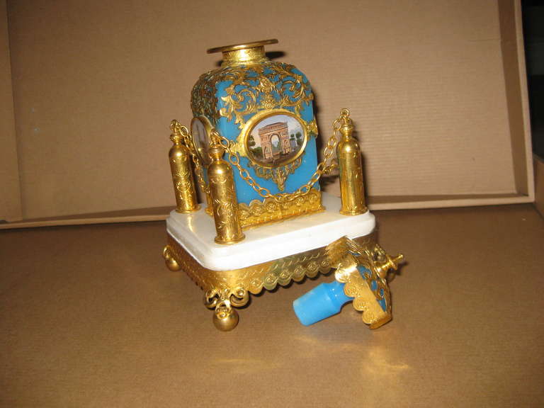 19th Century Grand Tour Palais Royal Blue Opaline Perfume For Sale