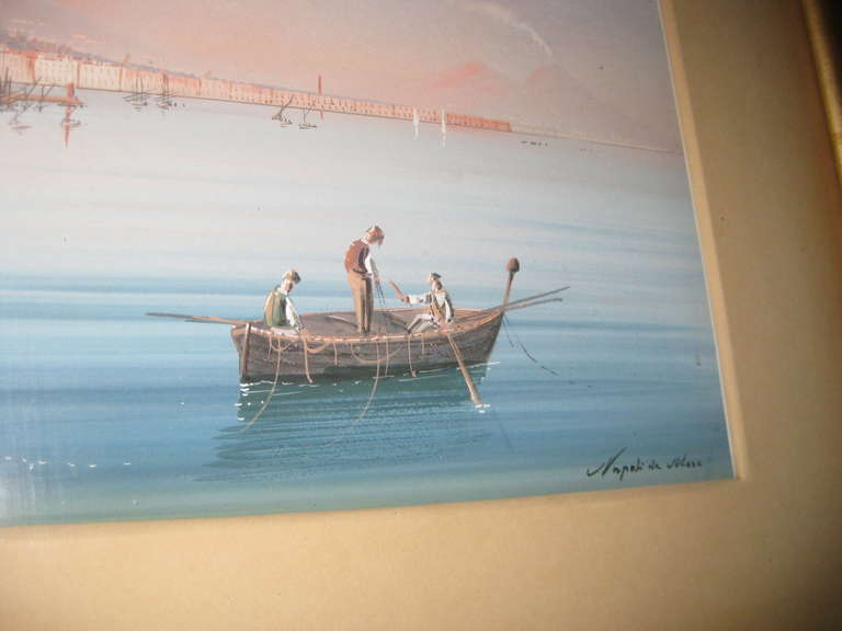 19th Century Grand Tour Gouache Painting of Naples Harbor For Sale 1