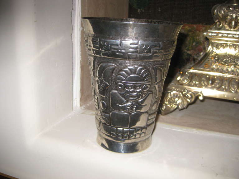 Sican Style Peruvian Silver Beaker