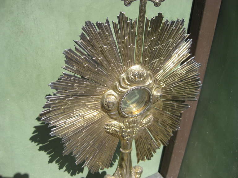Beautiful French silver Monstrance with the hallmarks of Favier Andre (1805 to 1854). The crystal Luna is in great condition.  The base measures 8.5