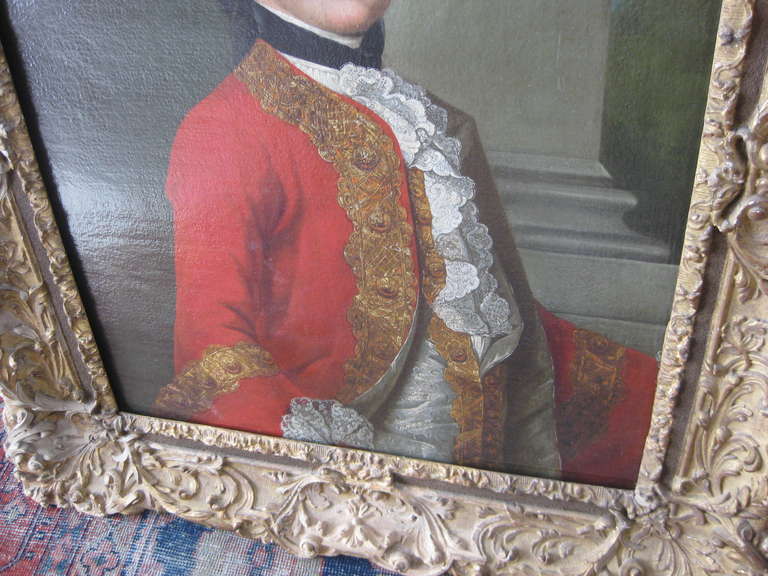 Beautiful Large 18th century Painting of the king of Sardinia in period frame.  This painting has been cleaned and re-lined.  The frame is in need of work but most of the carved details are in great shape.  The painting is believed to be by Giorgio