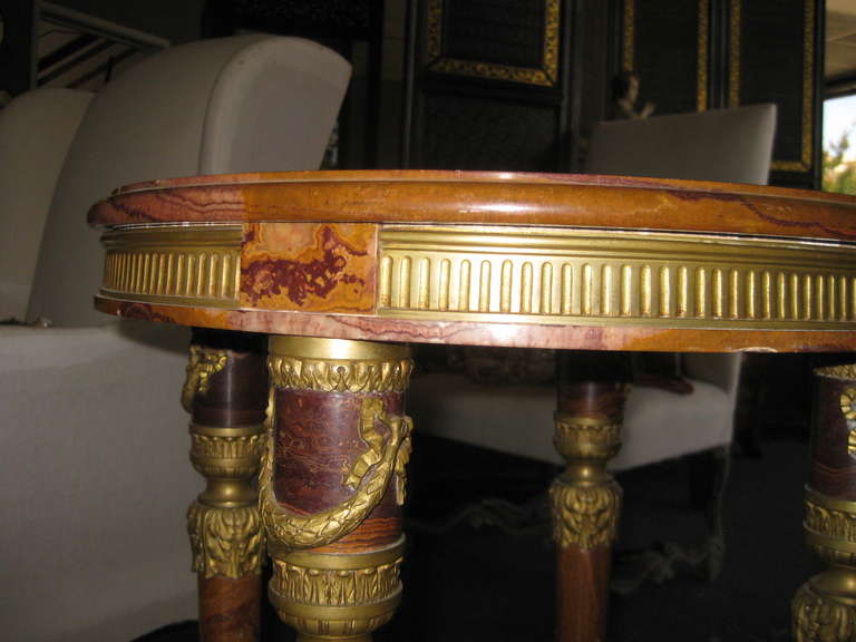 Unusual French Marble and Brass Gueridon For Sale 2