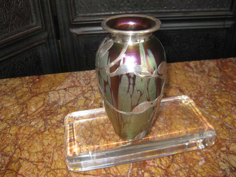 Art Nouveau period Loetz Vase with silver overlay