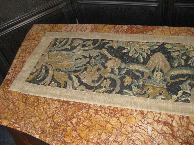 17th Century Tapestry Fragment Table Runner In Good Condition For Sale In Santa Rosa, CA