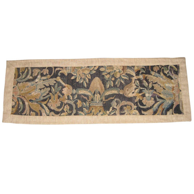 17th Century Tapestry Fragment Table Runner For Sale