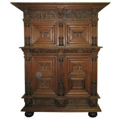 18th Century or Earlier Dutch, Carved Oak Cupboard