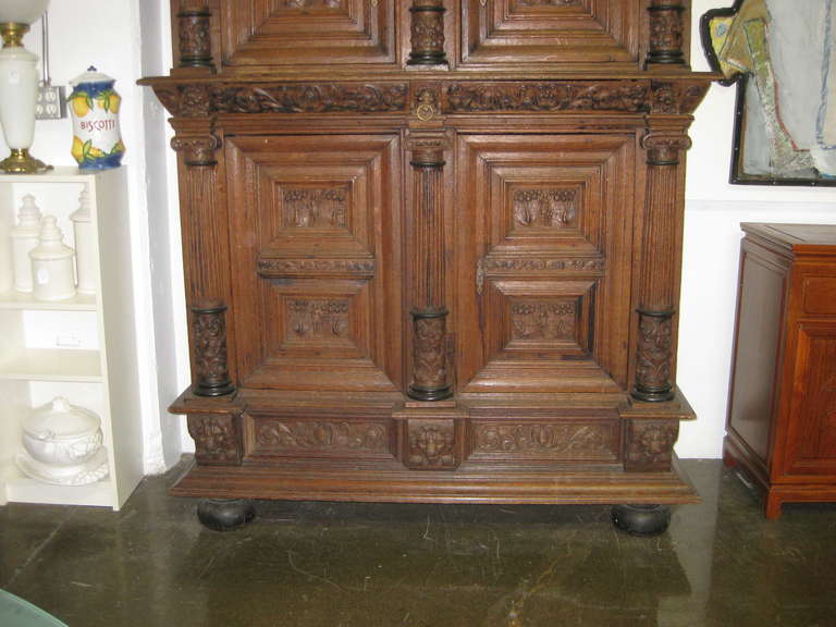 18th Century or Earlier Dutch, Carved Oak Cupboard