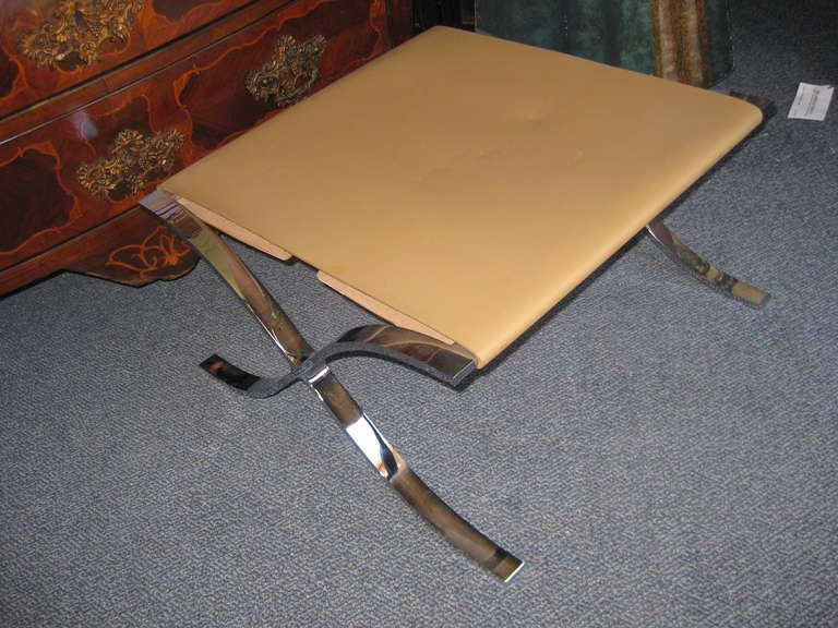 20th Century Chrome and Leather Stool For Sale 2