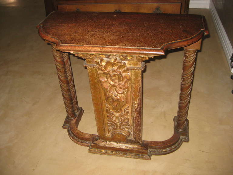 Baroque 20th Century Giltwood and Painted Console Table For Sale