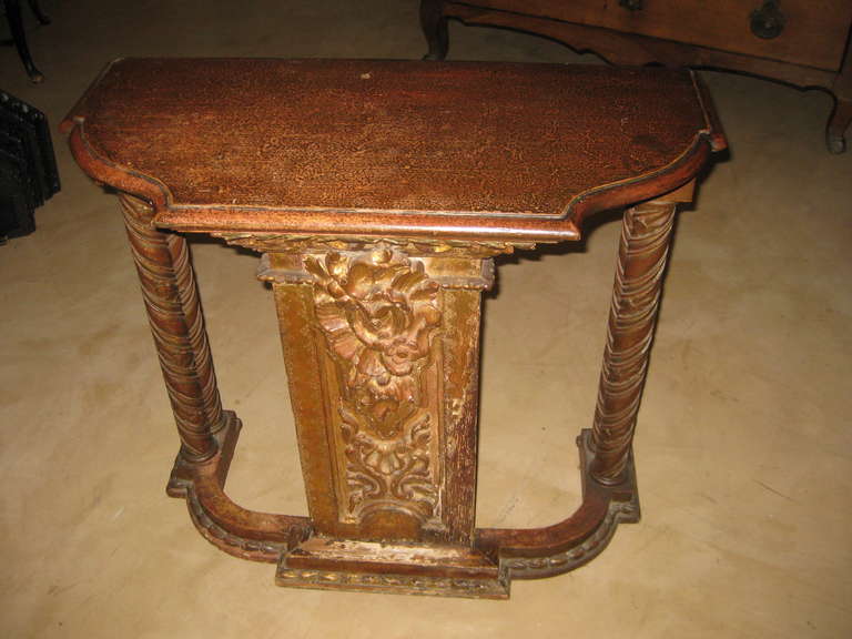 Unknown 20th Century Giltwood and Painted Console Table For Sale
