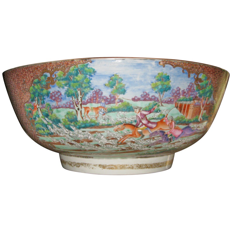 Important Chinese Export Punch Bowl For Sale