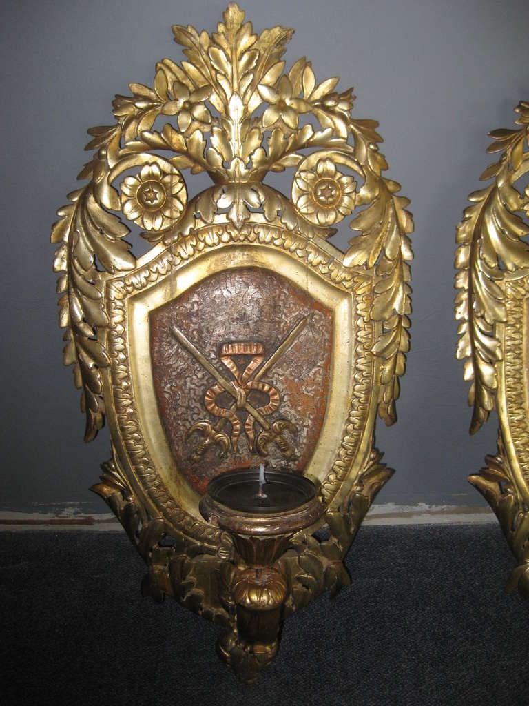 International Style Pair of Monumental Wall Sconce Torcheres For Sale